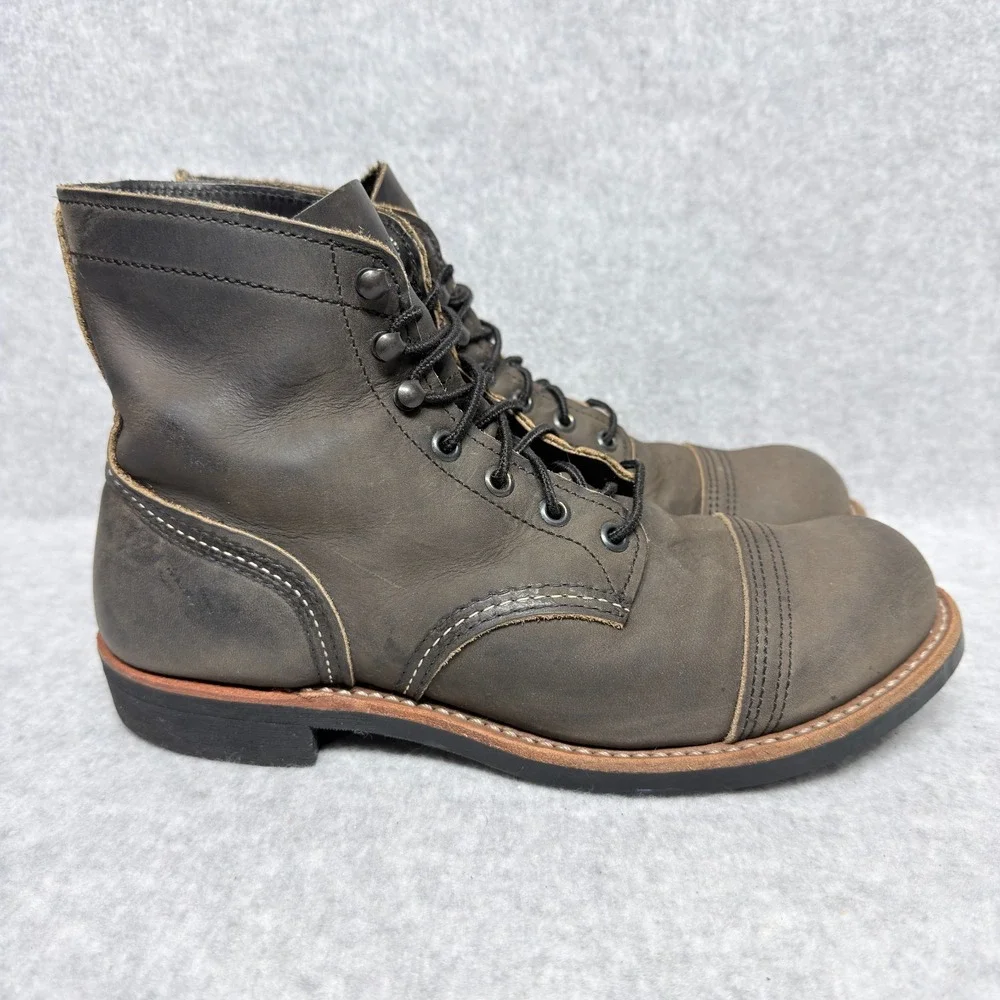 Red Wing Iron Ranger 8086 Mens 7.5 Cap Toe Boots Charcoal Rough & Tough Leather
